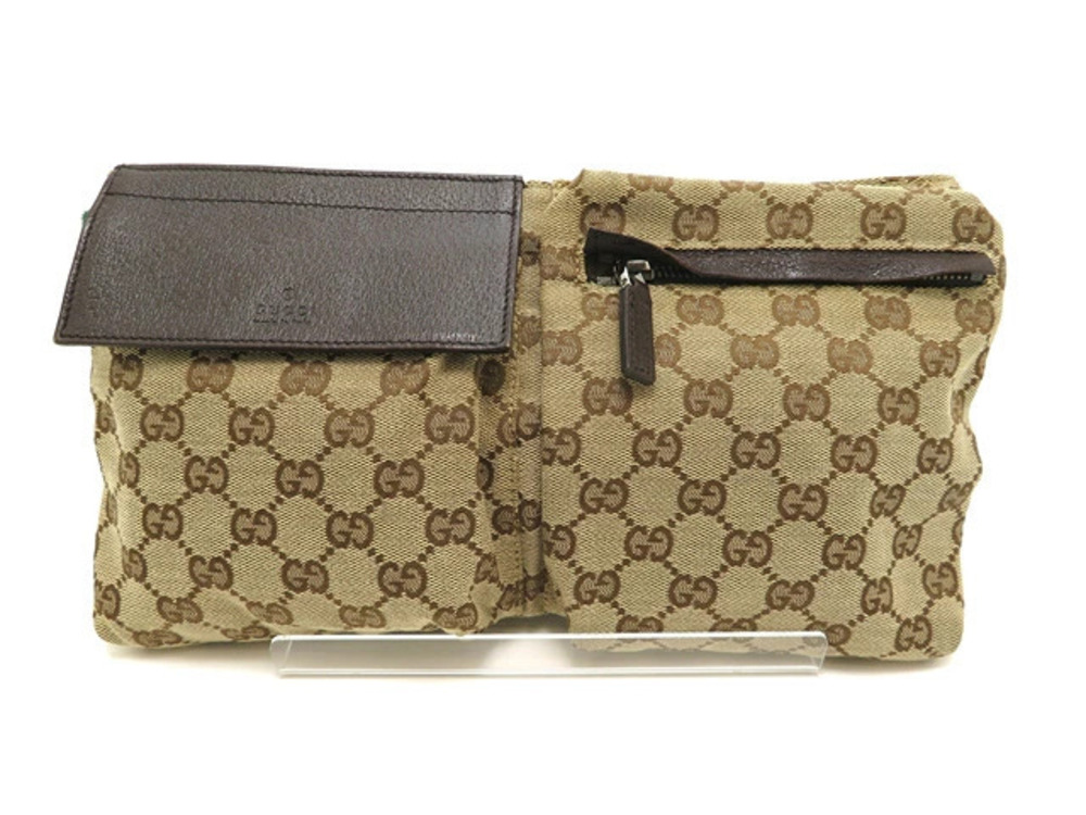 Gucci Waist Belt Crossbody bag GG canvas calfskin brown green red